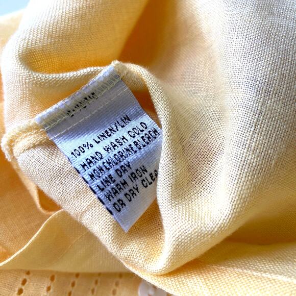 TALBOTS 8 Irish Linen Button Down Sleeveless Top Side Slits Yellow Beachy - Picture 8 of 13